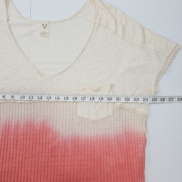 We The Free People Sun Dial Ombré T Shirt Size Small Coral Oversized Dip Dye Tee - Picture 10 of 15